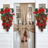 Christmas Ribbon Bell Upside Down Tree Wreath Door Hanging Christmas Bow Cane Decoration