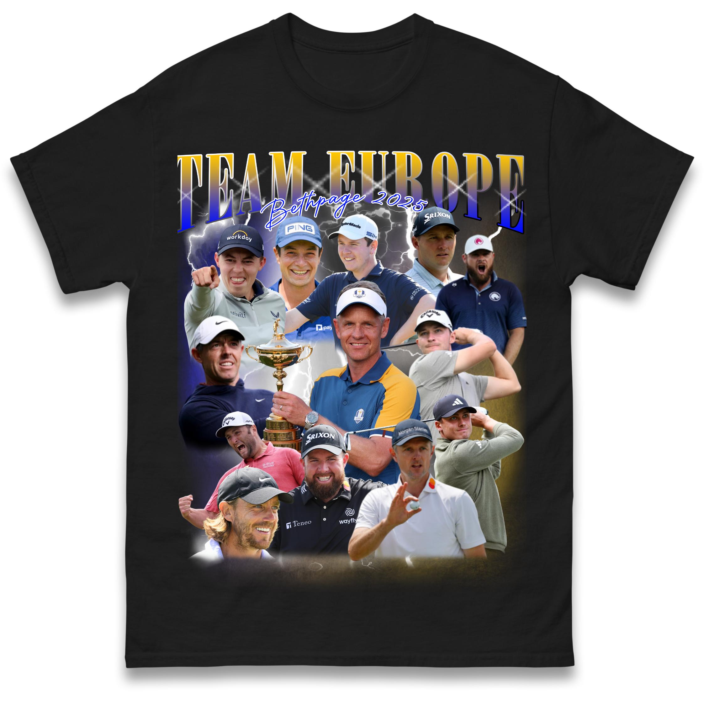 Ryder Cup 2025 Team Europe Bethpage T-Shirt Tshirt Mens Womens Tops Unisex Tees 100% Cotton S