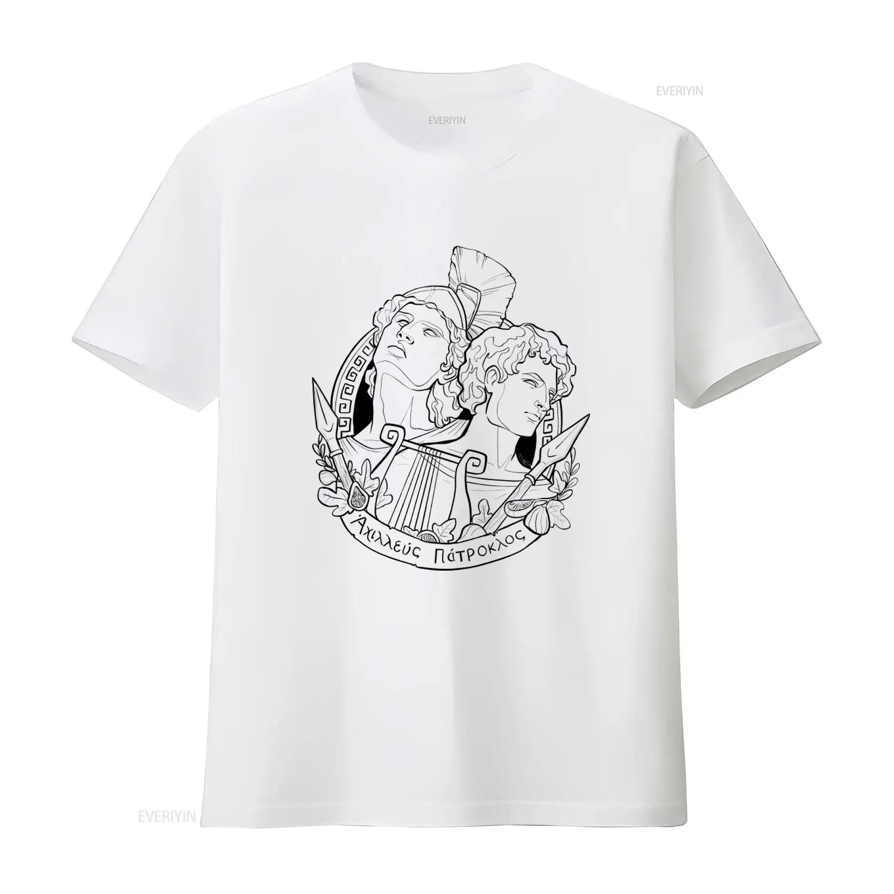 

Achilles Patroclus Greek Mythology T Shirt Song Of Artwork With Ancient Names Perfect for Book Lovers vintage Washed Stylish S разноцветный