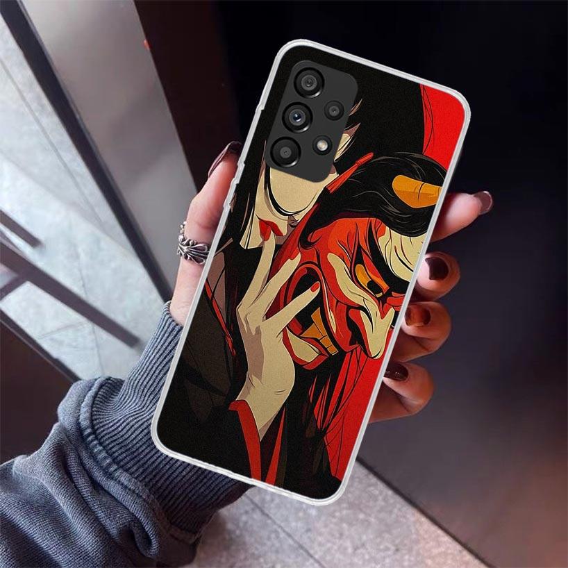 Japanese Oni Mask Girl Phone Case For Samsung Galaxy A12 A52S A42 A32 A22 A51 A50 Note 20 Ultra 10 S10 Plus A71 A70 A31 A30 A10S