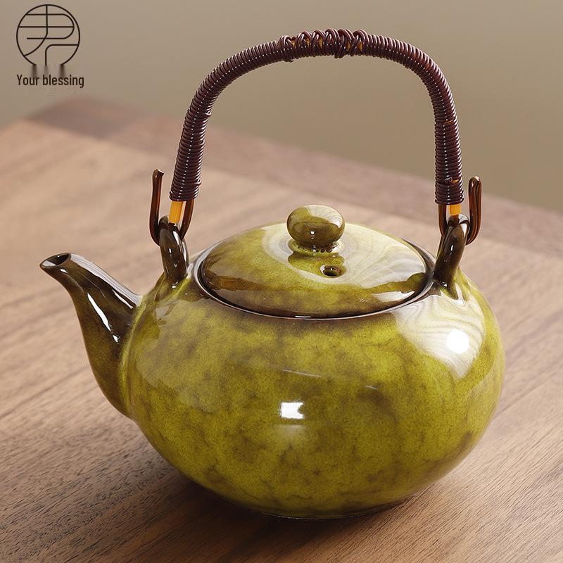 Japanese Gongfu Kiln-Glazed Ceramic Teapot with Filter