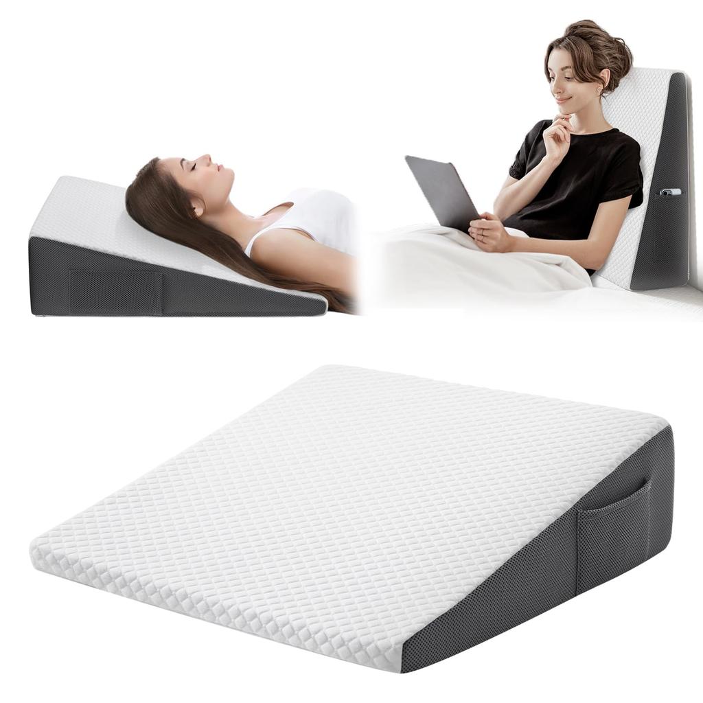 Cozymaker Triangular Pillow, Memory Foam Backrest Cushion, Inclined Lumbar Pillow, Dual-Layer Low-Rebound and High-Rebound, Leg-Elevating, Washable Pi