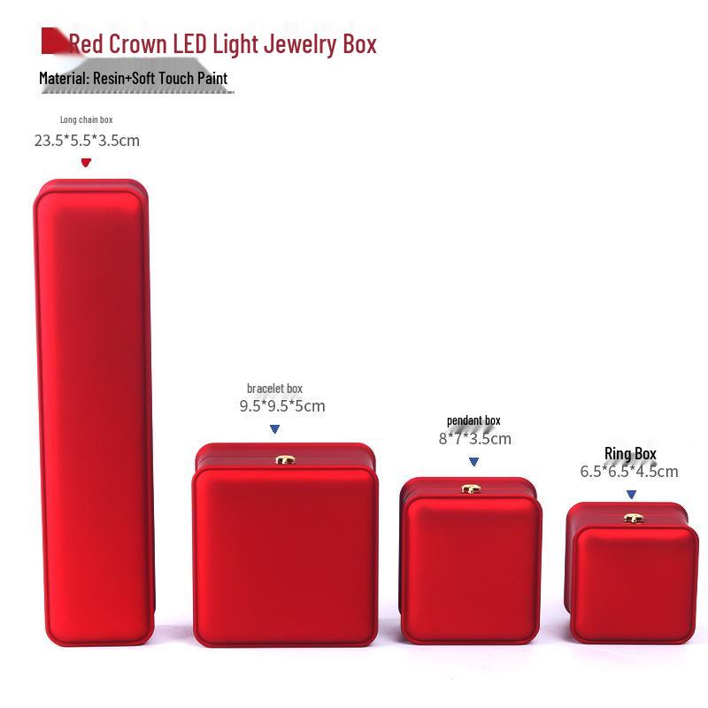 Kronen-LED-Schmuckaufbewahrungsbox für Ringe, Anhänger und Halsketten