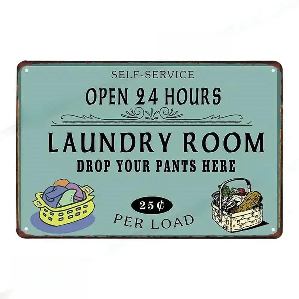 Vintage Fun Laundry Room Metal Tin Sign Plaque Black Cat Posters Decorative Plates For Home Laundry Room Bathroom Wall Decor