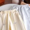 Toddler Girls Pants Autumn New Pearl Bowknot Embroidery Baby Girls Sport Pants Loose Elastic Waist Kids Baby Girls Sweatpants