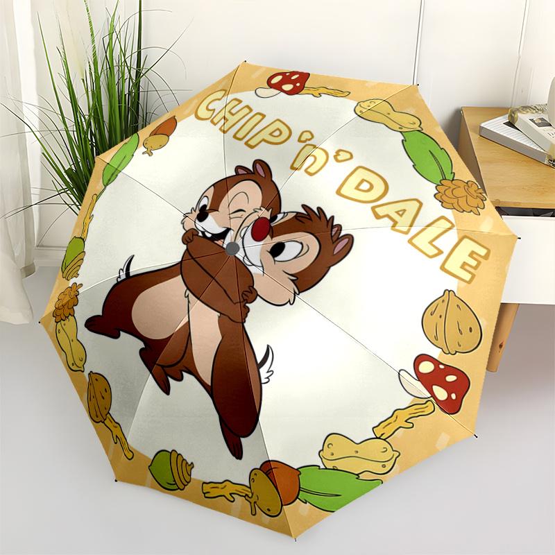 

1pc Chip n Dale s Adventure Pattern Automatic 3-Fold Umbrella, 8 Iron Frames, High-Value Folding Umbrella, Suitable for Office, Travel and