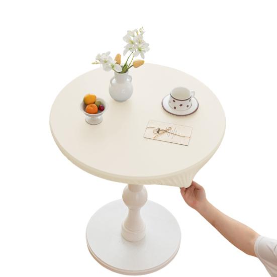 Round Fitted Tablecloth Elastic Table Cover Waterproof Wipeable Table Cloth for Indoor Outdoor Picnic Kitchen Dining 24"-47