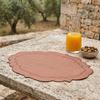 Linen Placemats with Embroidery Overlocking Dining Placemats Durable Anti-Slip Table Protector for Hotel Restaurant Kitchen