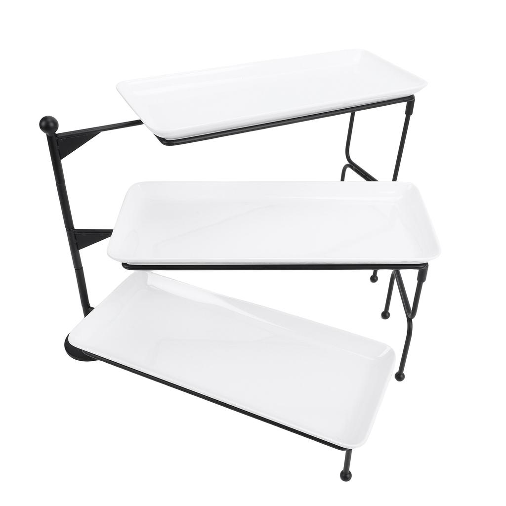 3 Tier Dessert Stand Fruit Display Tray Metal Frame Dishwasher Safe Easy Assembly and Disassembly Self Serve Pastry