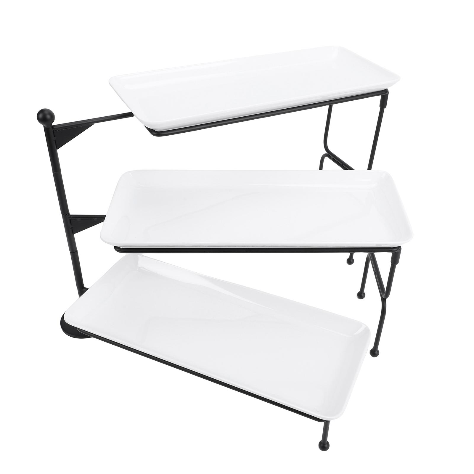 

3 Tier Dessert Stand Fruit Display Tray Metal Frame Dishwasher Safe Easy Assembly and Disassembly Self serve Pastry чёрный