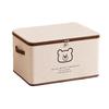 Beige Bear Non-Woven Zipper Storage Box - Large Foldable Clothes Organizer Basket