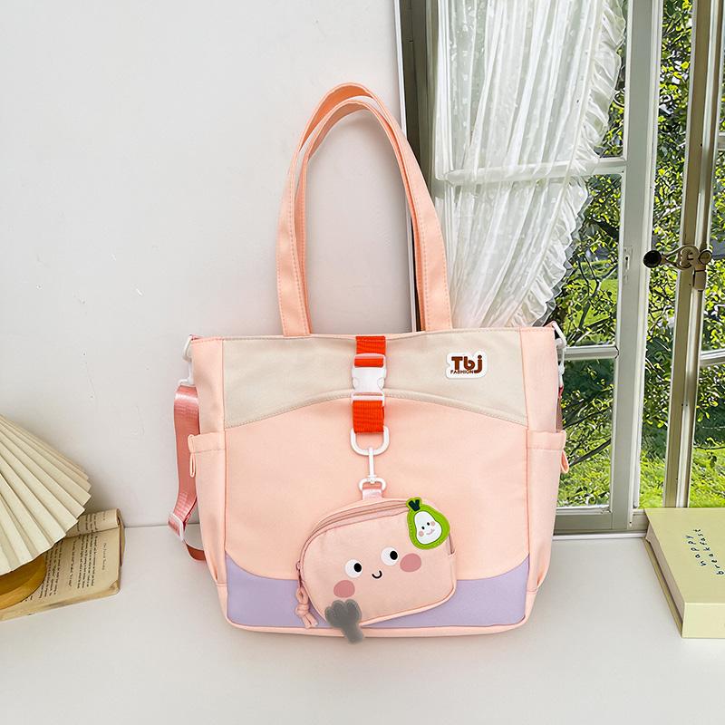 Cartoon Women's Shoulder Bag Contrast Color Student Crossbody Bag Large Capacity Tote Bag