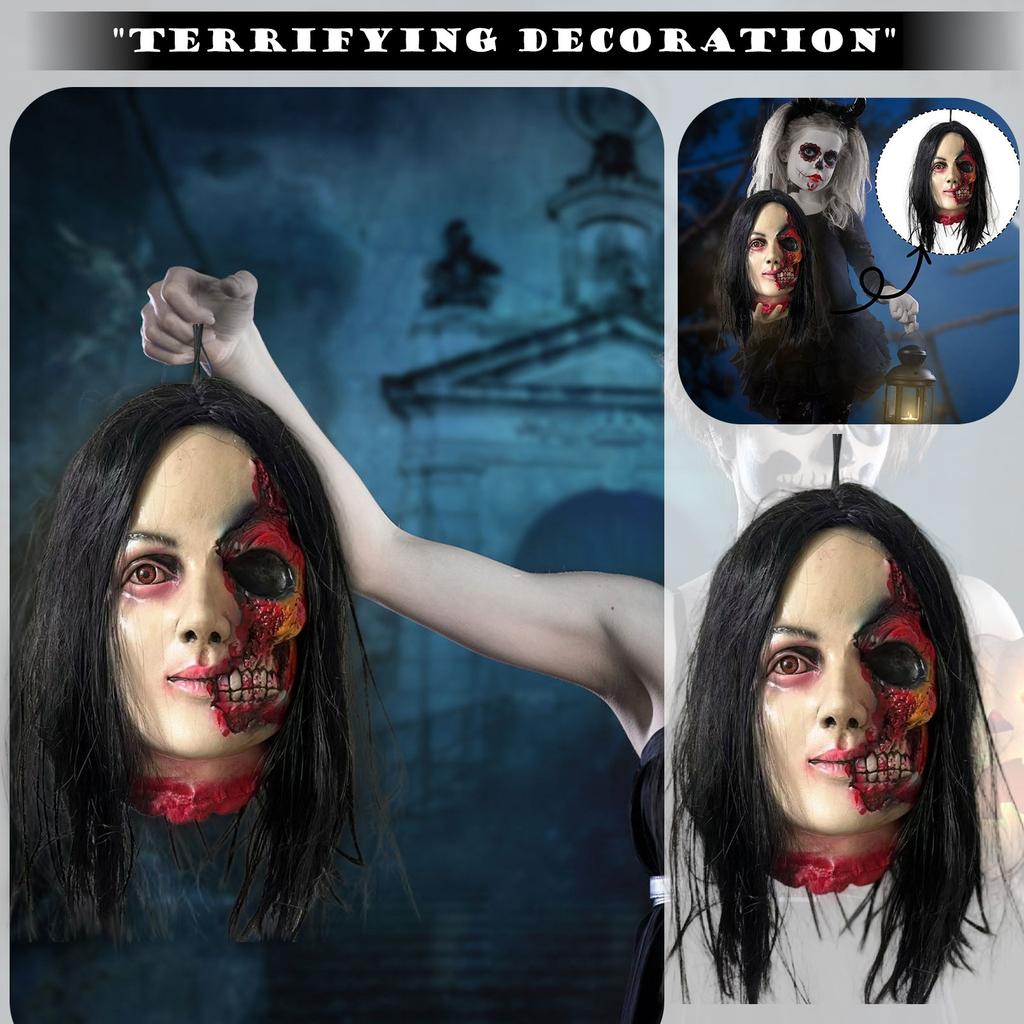 Terrifying Human Decapidated Head Ornaments, Haunted House And Room Scary Theme Decorative Props, Hanging Corpses, Skulls