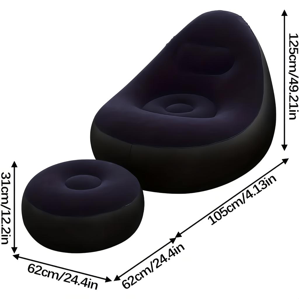 Simple Inflatable Leisure Bean Bag Sofa Lazy Sofa Set Outdoor Foldable Travel Fluffy Seat Tatami Footstool Bedroom Chair