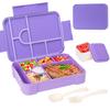 Divided Bento Box Large Capacity Microwave Lunch Box with Fork Spoon Leakproof Food Container For Back To School Camping Kitchen