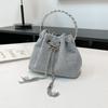 imple design mini bucket bag, popular bright diamond bag women's versatile new versatile chain messenger bag