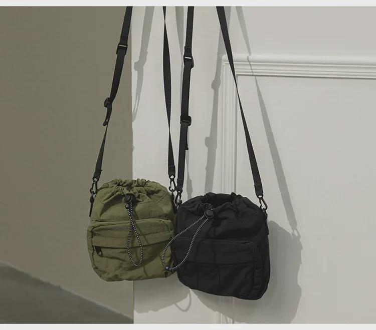 Bolsa Mensageiro de Nylon com Cordão Estilo Coreano 2023 - Bolsa de Ombro de Verão Leve e Versátil para Mulheres