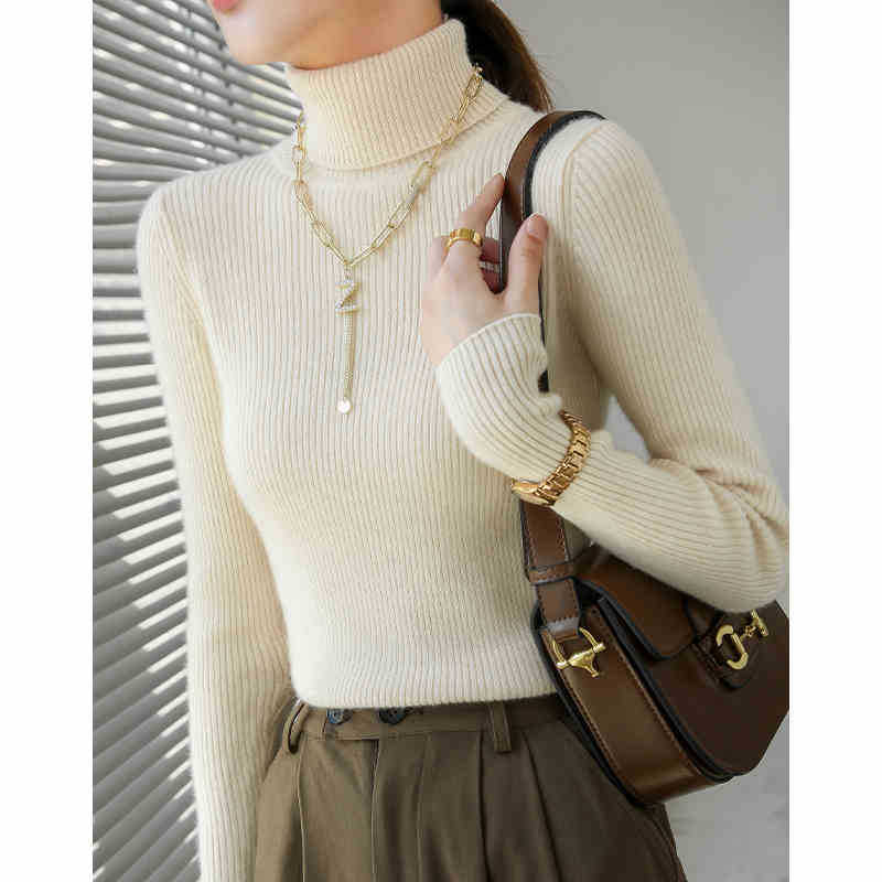 Turtleneck Sweater Women's Winter Inner Wear Autumn and Winter New Slim-fitting and Thin Solid-color Knitted Bottoming Shirt