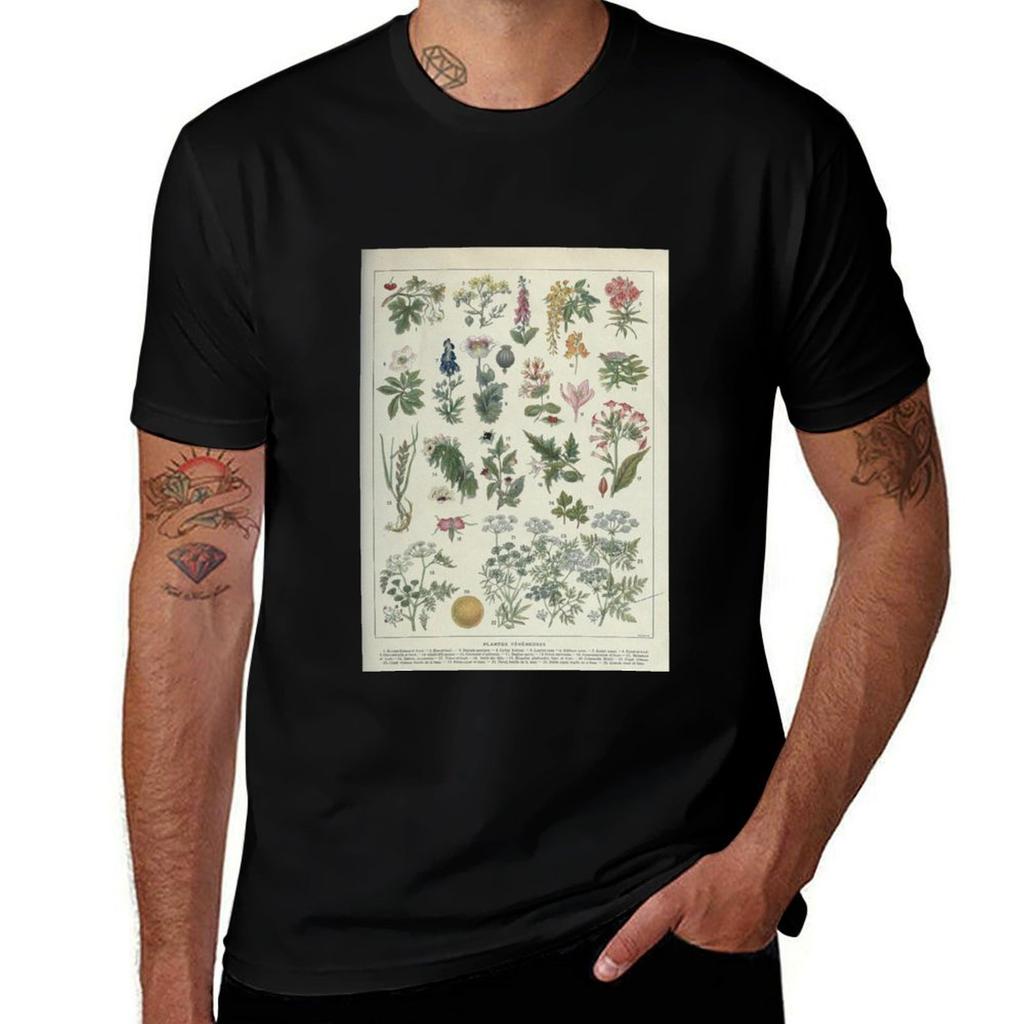 Poisonous Plants Plantes Vnneuses Botanical Illustration Tshirt Gym Exercise Short Sleeve Tshirt