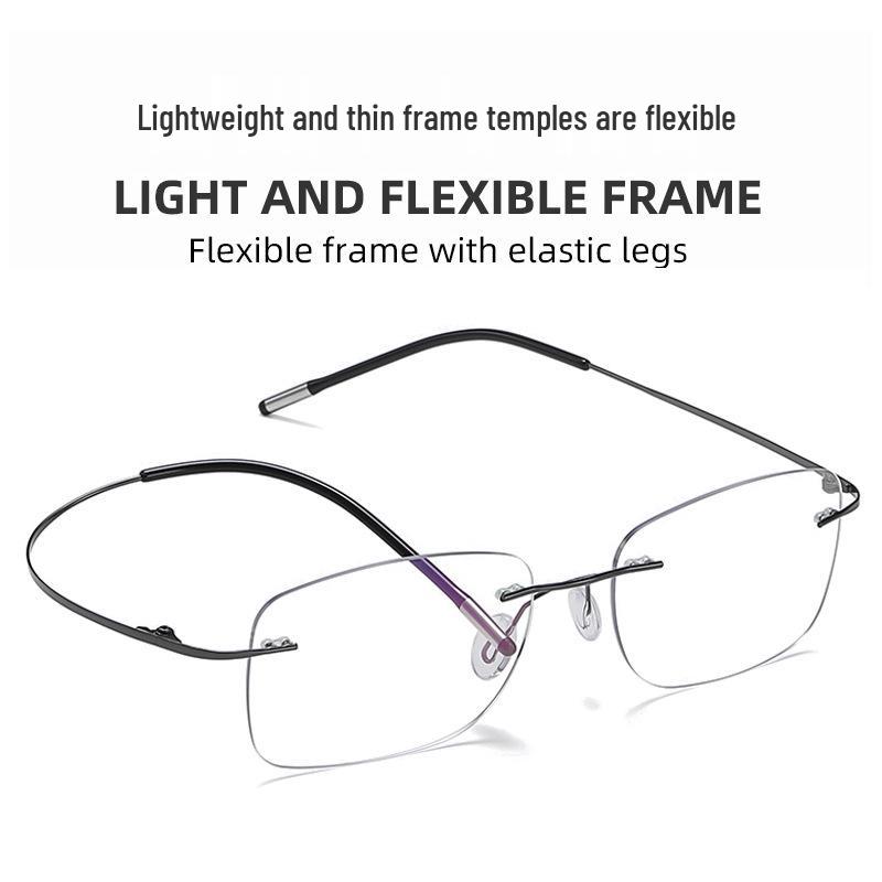 Ultra-light Rimless Anti-Blue Light HD Reading Glasses for Middle-Aged & Elderly Eye Protection