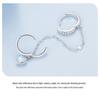 Avle Sterling Silver S925 Heart-Shaped Moonstone Chain Double Ear Cuff Earrings BSE809