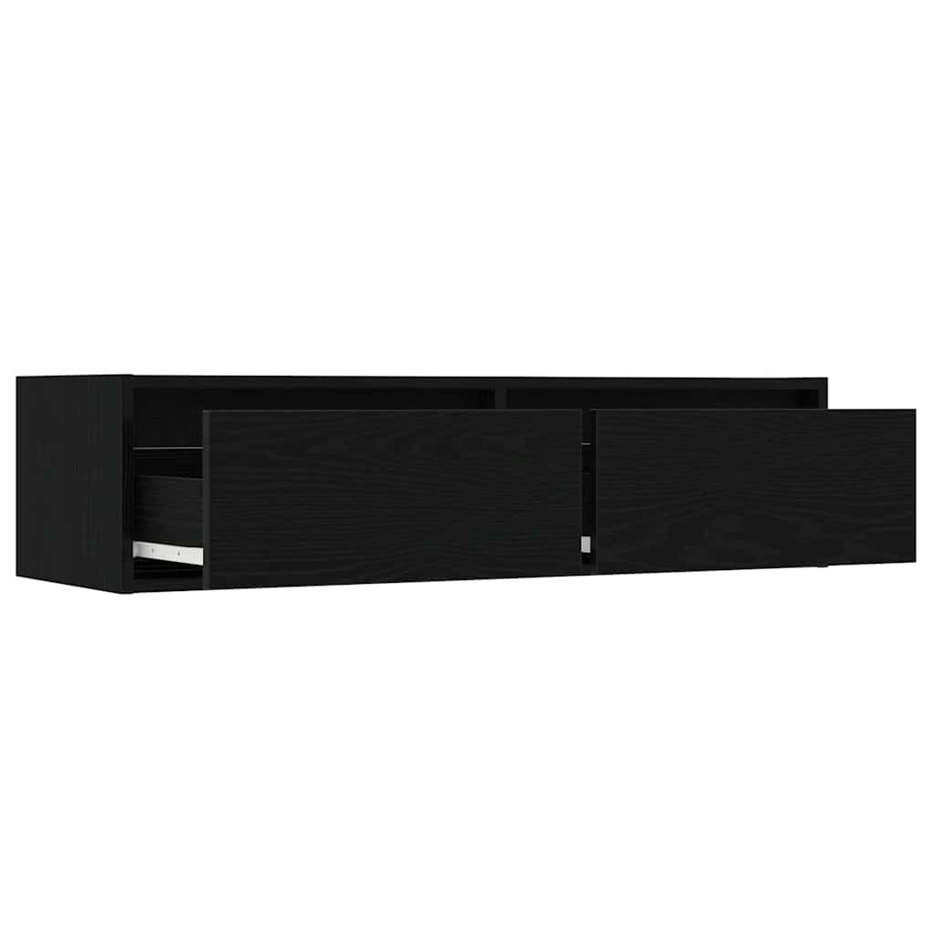 TV Stand with LED Lights Black Oak Effect 100x35.5x25 Cm