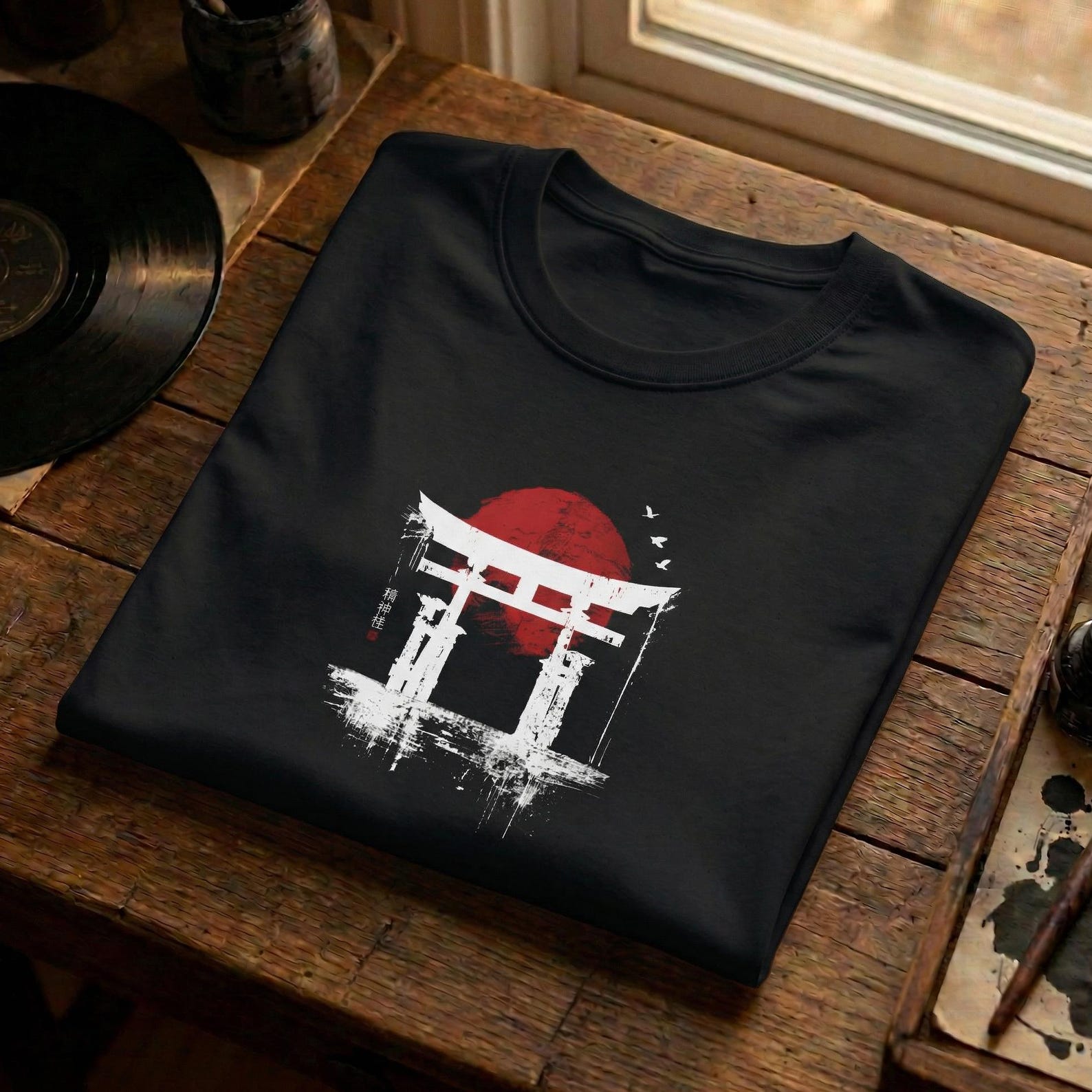 Japanese Torii Gate T-Shirt | Sumi-e Art, Streetwear L
