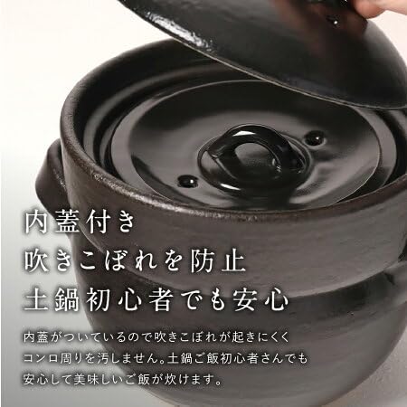 Enkiya Banko Ware Rice Cooker, Microwave and Direct Heat Safe, 4-Go (16 Cups) by Eishintoen