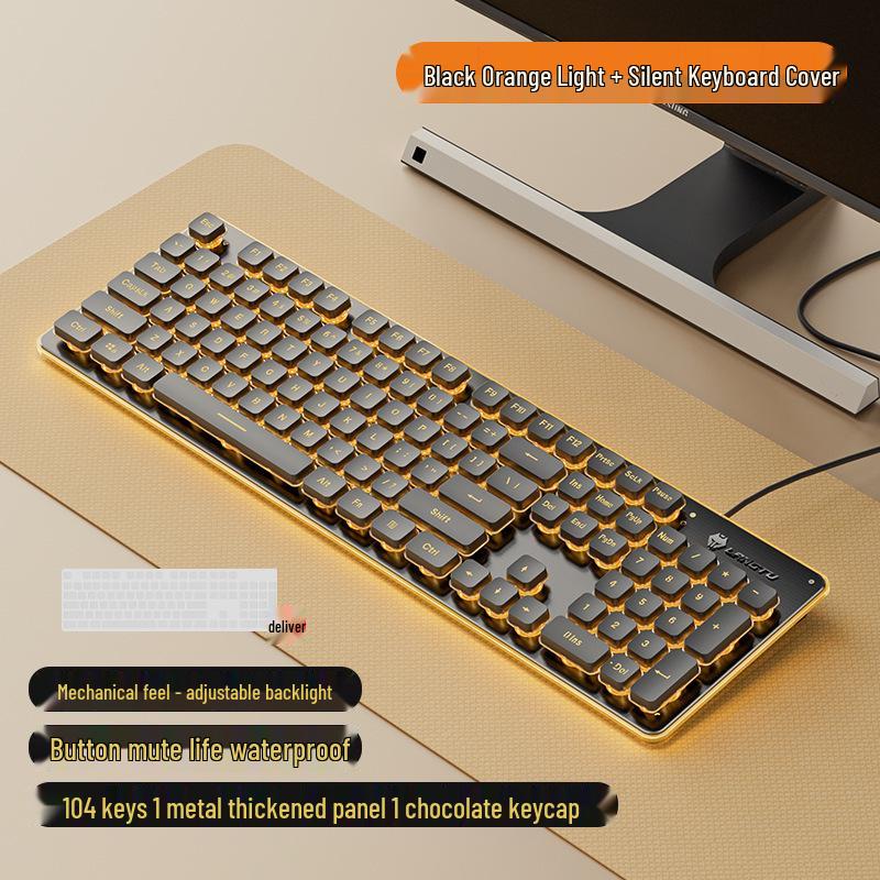 Langtu Silent Wired Keyboard with Backlit Mechanical Feel for Office & Laptop