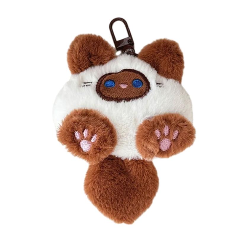 

Plush Faux Hair Cat Keychain Adorable Cartoon Kitty Charm Lightweight Hanging Decors For Keys Gifts Adults