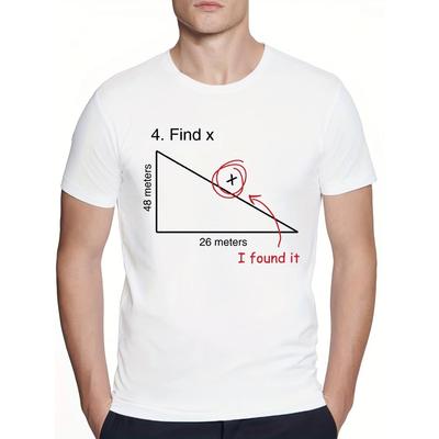 Funny Find X Math Various Pattern Print Men's T-shirt, Graphic Tee Men's Summer Clothes, Men's Outfits