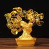 Feng Shui Art Decoration Tabletop Lucky Wealth Tree 19cm 14cm Delicate Yellow Crystal Money Tree Ornament Home Office Shop