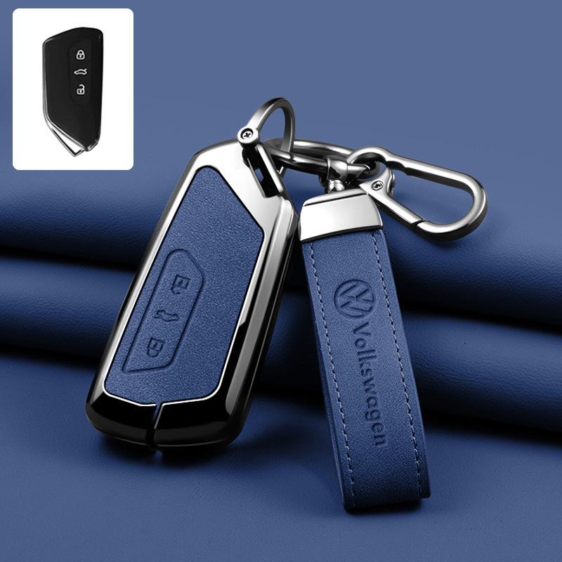 Leather Car Remote Key Fob Case Cover Protector Holder Shell For VW Volkseagen Golf 8 MK4 MK8 ID.3 ID.4 Keychain Accessories