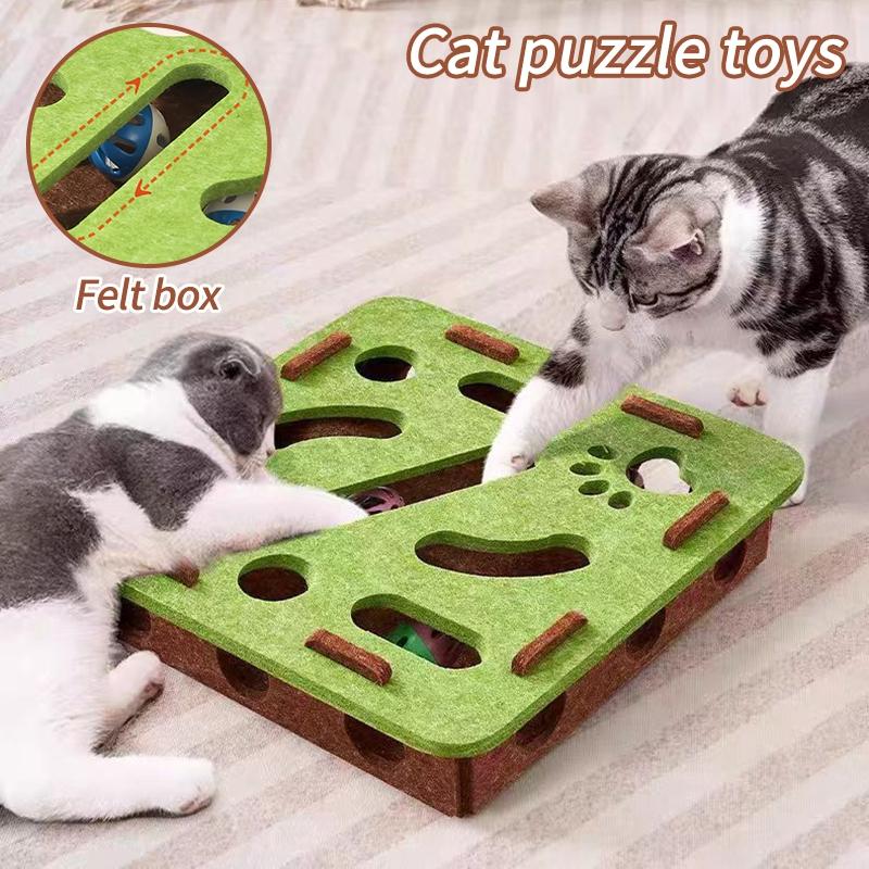 Interactive Cat Toys with Maze Tunnel Durable Felt Cat Puzzle Digging Toy for Indoor Exercise Toy with Bell Ball Pet Supplies
