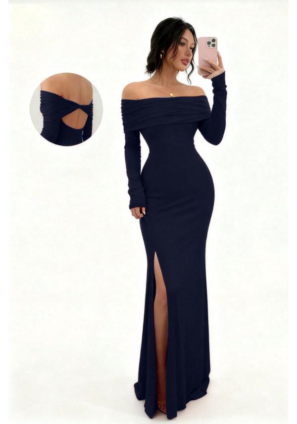 2026 Autumn One-Shoulder Slim-Fit Slit Dress