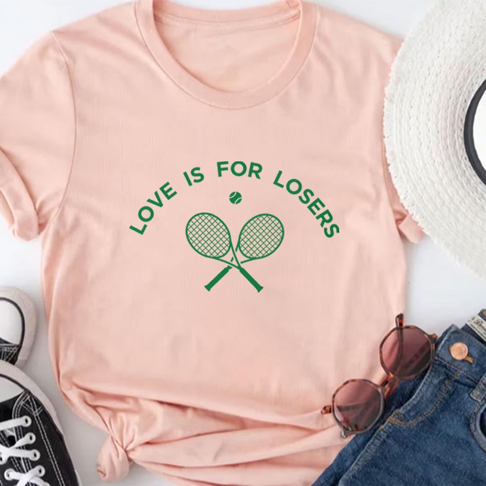 Aesthetic Tennis T Shirt Love Is for Losers Tennis Shirt Harajuku Unisex Clothes Sport Shirts Retro 90s Tee Tennis Team Gift