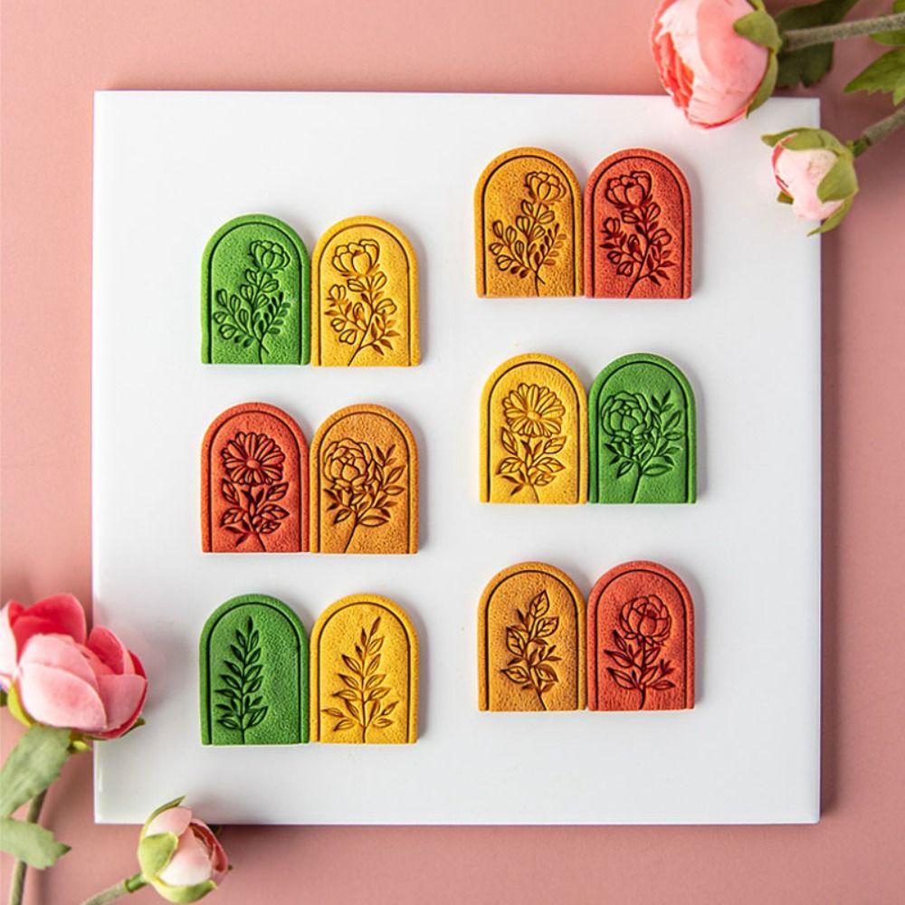 Rose Carnation Soft Pottery Polymer Clay Cutter Earrings Mold Vintage Leaf Ornaments Clay Mould Cut Embossing Making Tool