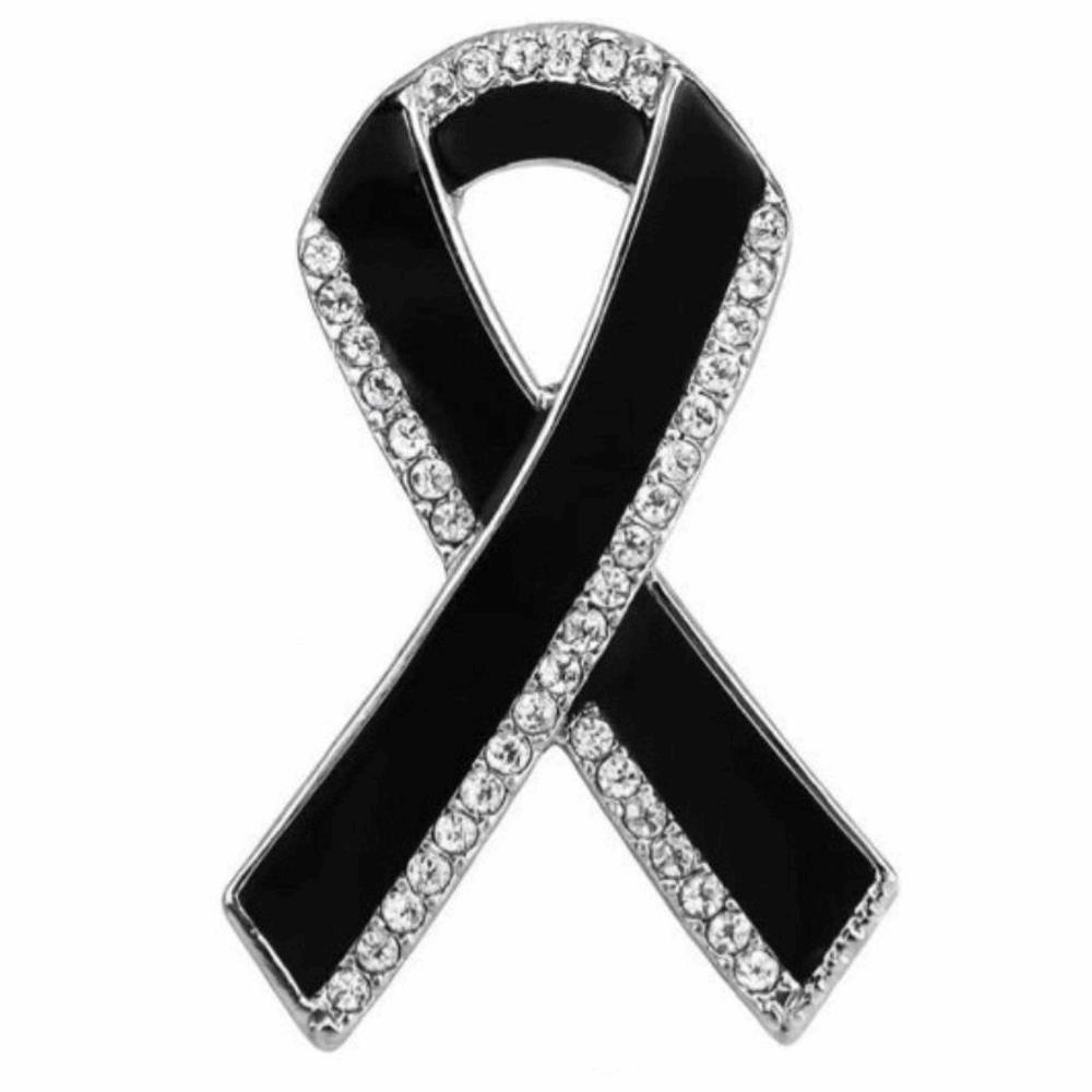 New Black Memorial Black Badge Souvenir Funeral Black Ribbon Brooch Pin Rhinestones Alloy Memorial Pin For Funerals and Mourning