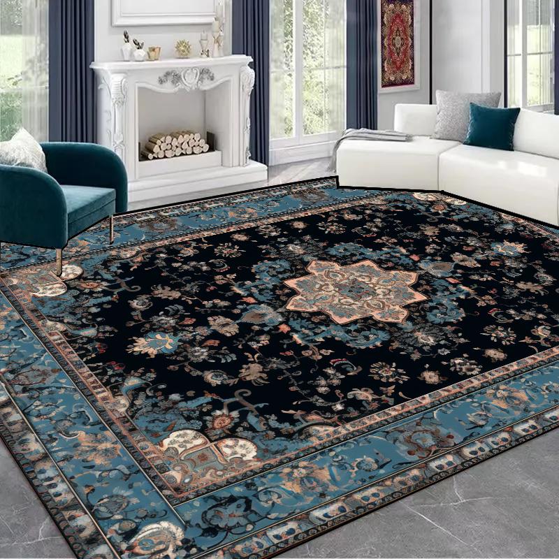 Persian Style Luxury Big Carpets for Living Room Decoration Bedroom Green Anti Slip Rugs Ins Plush Customizable Large Area Mats