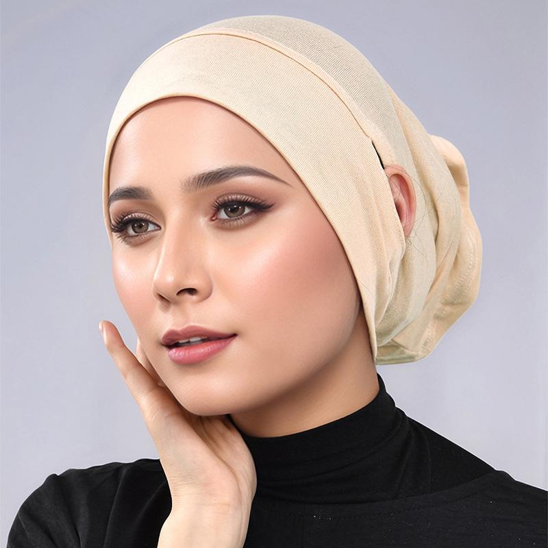 Cotton Modal Hijab Scarf Under Cap with Ear Hole Hijab Muslim Hijab Inner Scarf Lady Bandanas Turbante Mujer Hat Soft Hijab