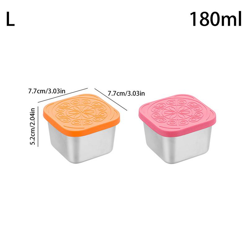 1/2 Pcs Stainless Steel Salad Box Snack Seasoning Container With Silicone Lids Leakproof Stackable Dressing Food Storage Box