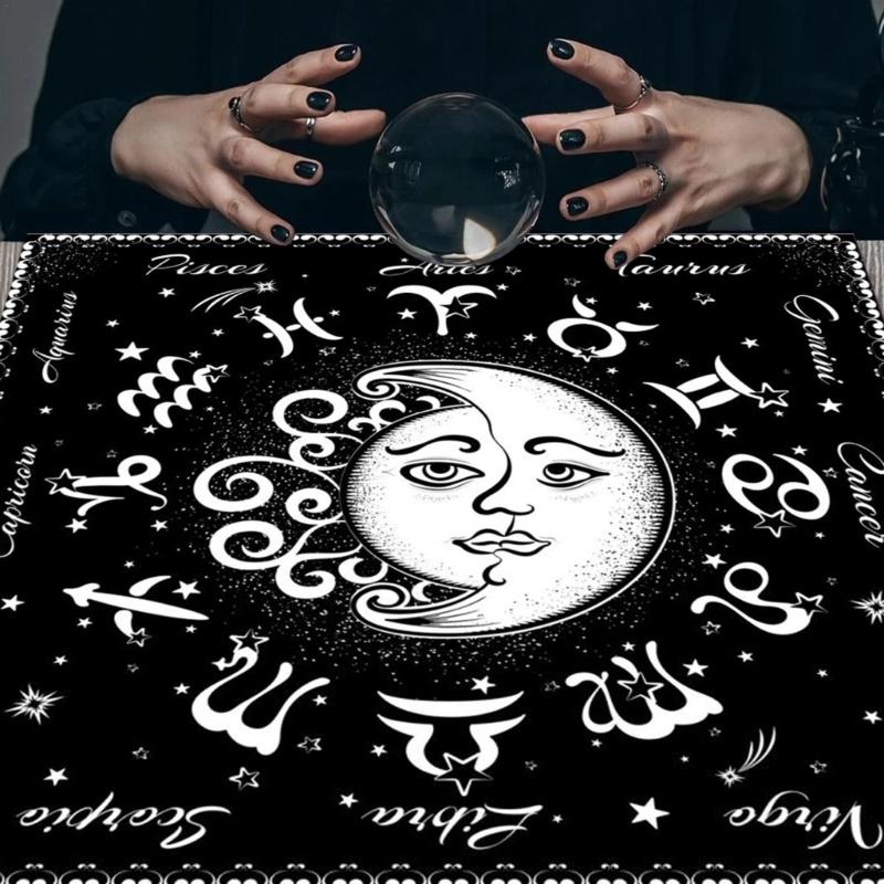 Astrology Tarots Table Altar Cloth Metaphysical Board Game Mat Pendulum Divinations Altar Tablecloth Board Game Card Pad
