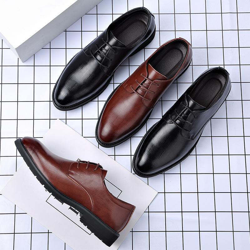 Four seasons men's shoes autumn men's leather shoes workplace dress leather shoes fashion wedding shoes business leather shoes velvet cotton shoes