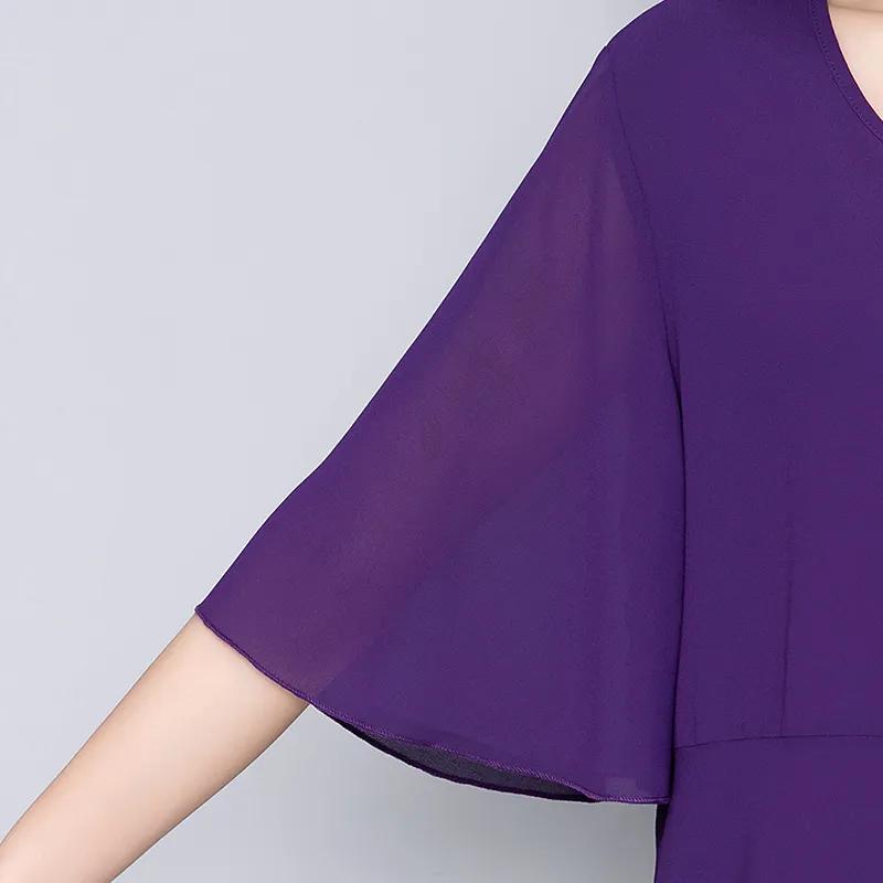 Plussstørrelse Chiffon T-skjorte for kvinner Summer Edge Blonde Dameskjorte Midt-ermet kontor dameoverdeler