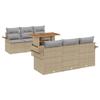 Ensemble de Canapés de Jardin 7 pièces avec Coussins Beige Rattan Poly, Canapé de Jardin 2 places avec Rangement &amp; Coussins 3358016