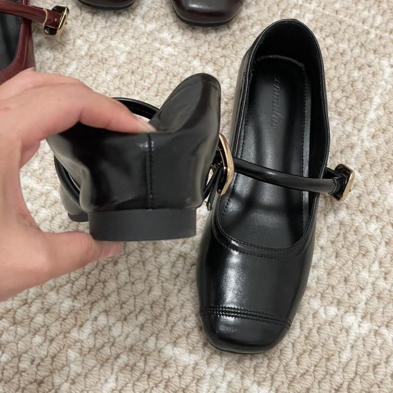 Inner height increase Mary Jane daily gentle wind flat bottom fashion versatile word belt single shoes shallow mouth
