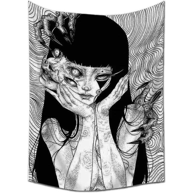 

Horror Anime Fujiang Girl Revenge Tapestry Wall Mounted Dormitory Party Home Decoration Living Room Bedroom Decoration 74x94cm(29x37in)