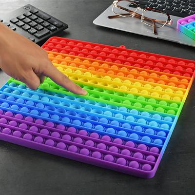 Jumbo 30CM Square Rainbow Push Bubble Fidget Sensory Toys Popping Mat For Stress Anxiety Autism ADHD Children Educational Gift