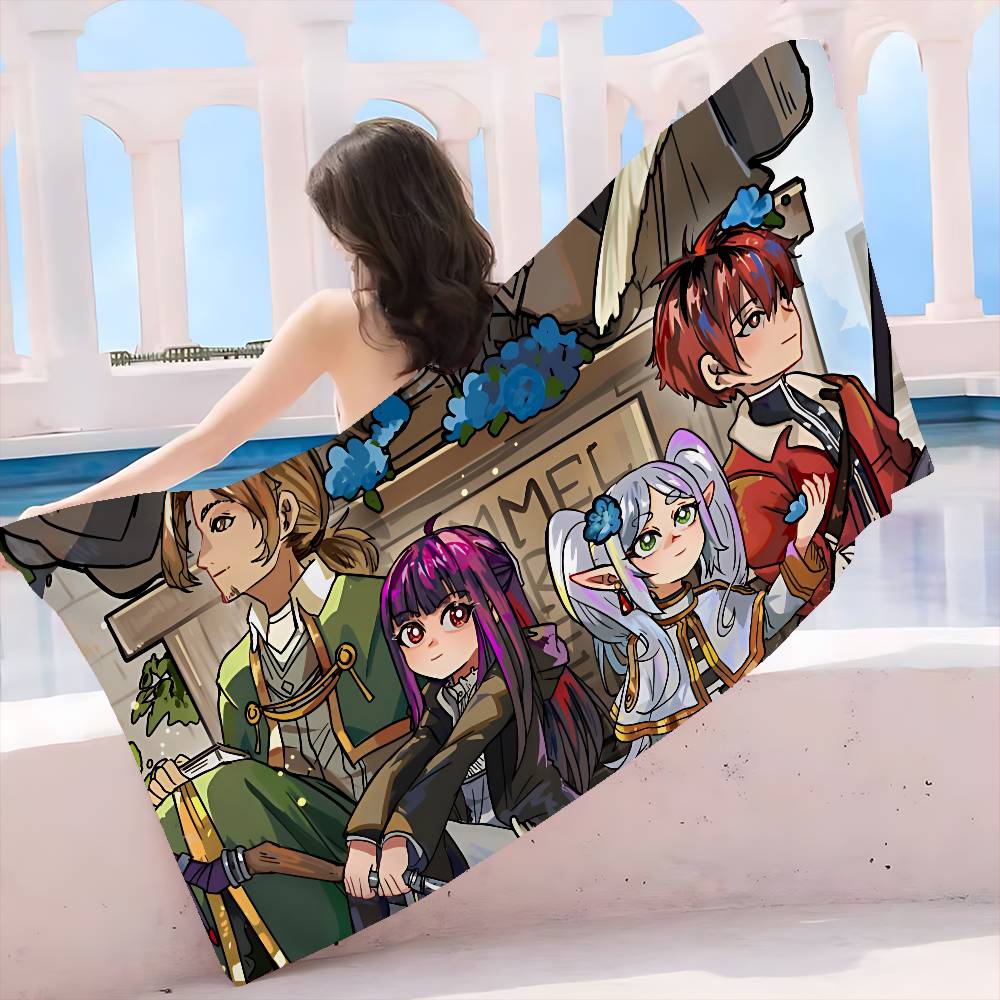 Hot Japan Anime Frieren Microfiber Printed Beach Towel Mountain Climbing Yoga Beach Swimming Running Absorbent Soft Towel