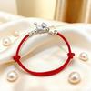 Sterling Silver 999 Woven Cat & Star Red Rope Bracelet - Chinese Style Birthday Gift for Couples